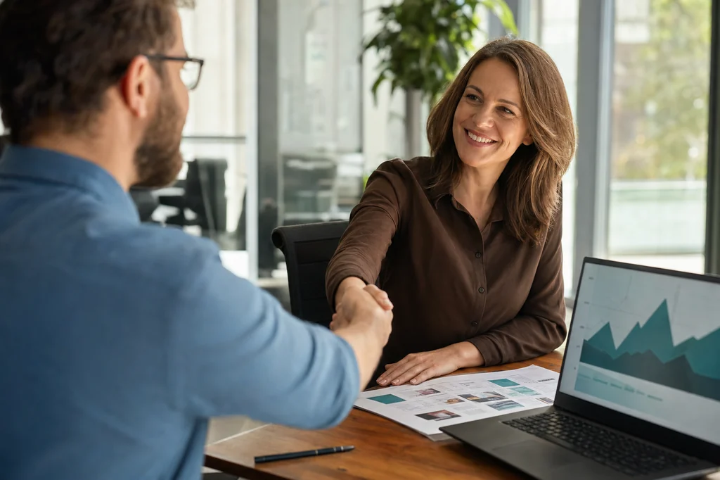 Article Writing business owner meeting with an SEO consultant