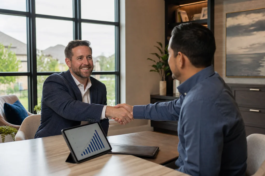 Cypress business owner meeting with an SEO consultant