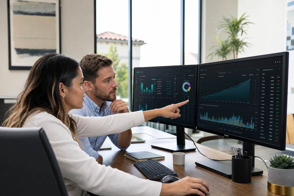 Marketing team reviewing Fulshear search rankings