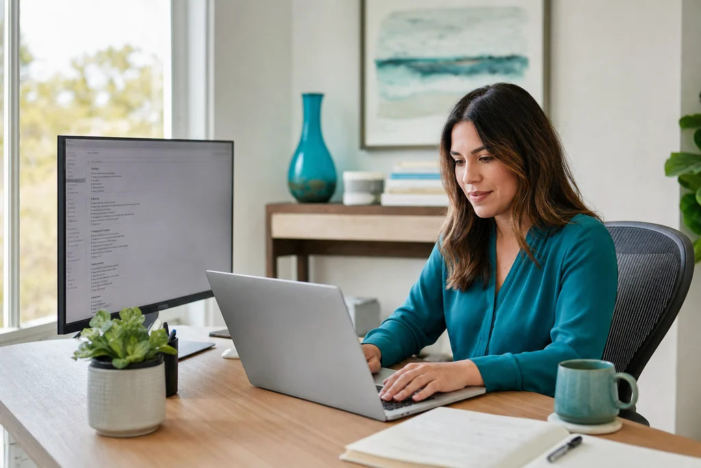 Content team writing optimized copy for League City clients