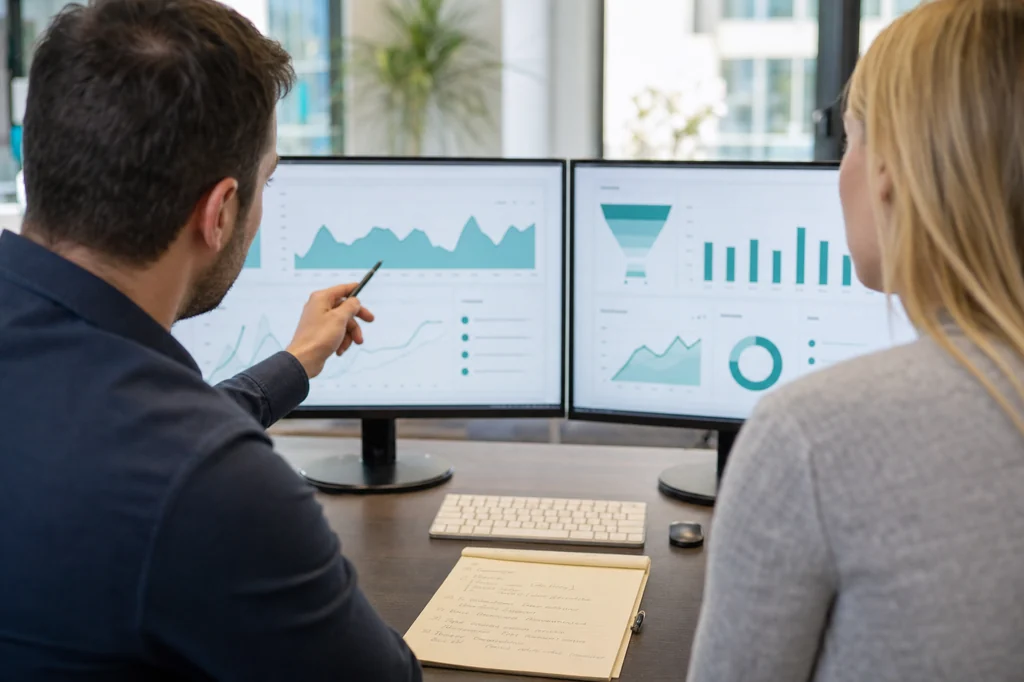 Marketing team reviewing Online Marketing Consultation search rankings