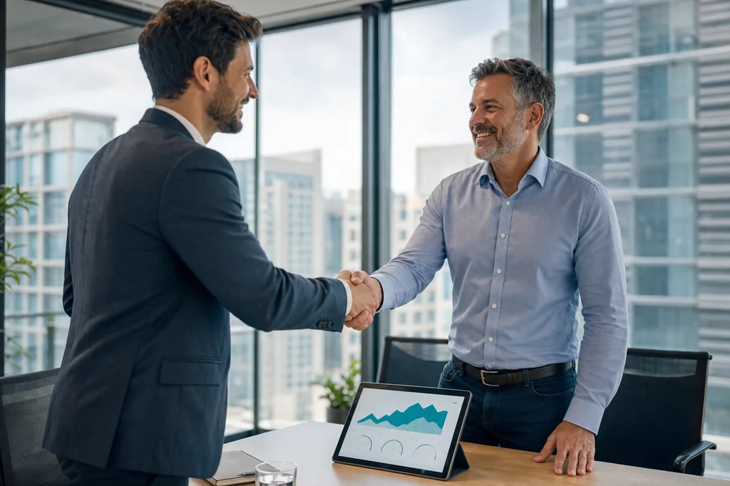 Online Marketing Consultation business owner meeting with an SEO consultant