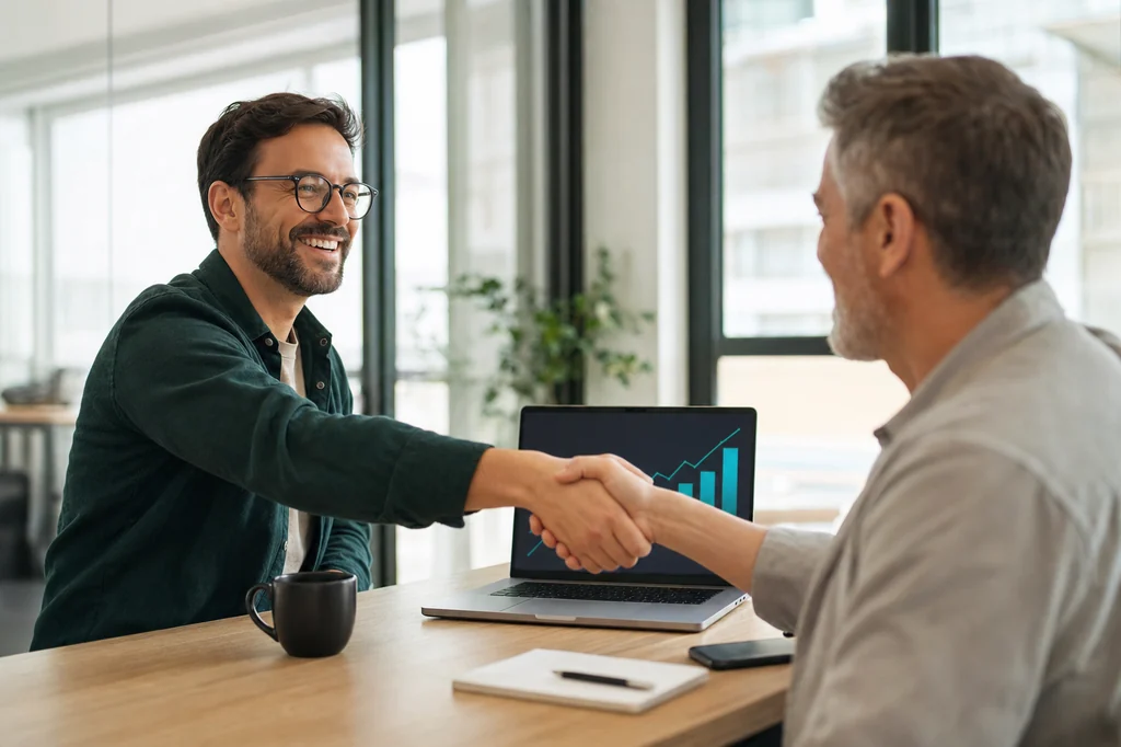 Search Engine Optimization business owner meeting with an SEO consultant