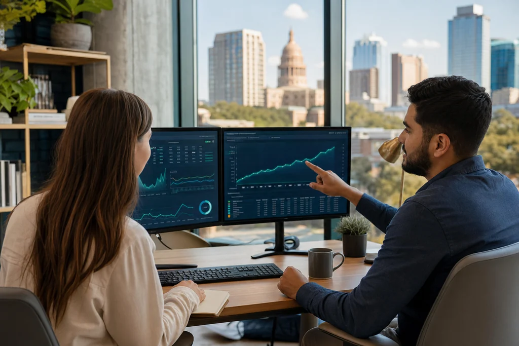Marketing team reviewing Waco search rankings