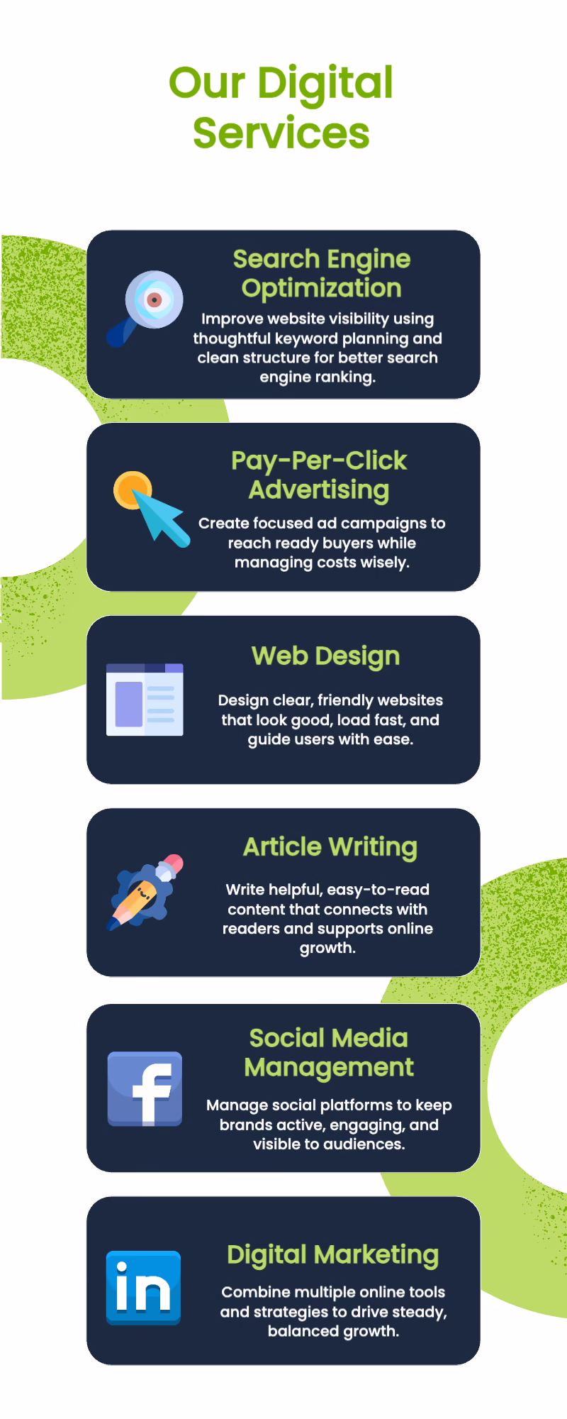 AI SEO Houston TX | Data-Driven Rankings | Actual SEO Media 2 Infographic showcasing our digital services including SEO, web design, content marketing, and online advertising