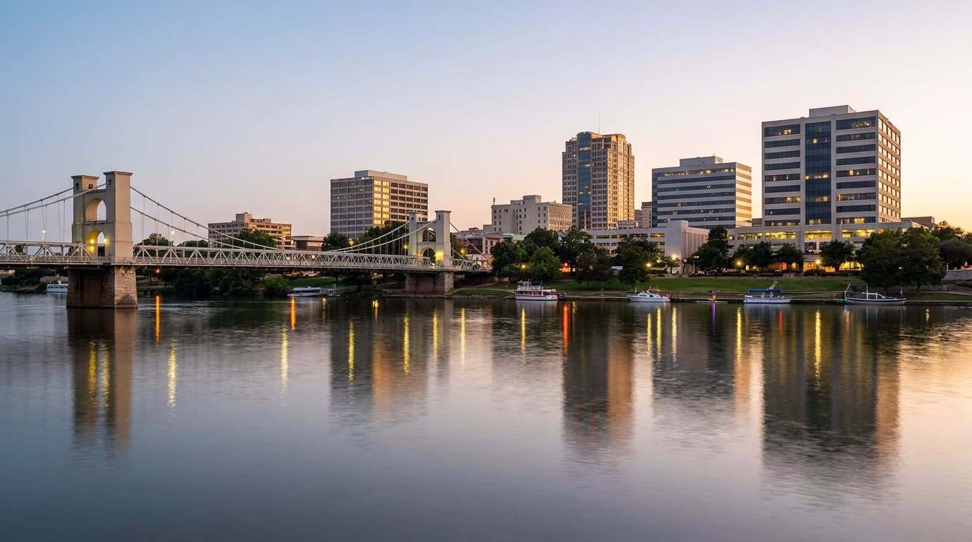 digital marketing waco tx 1 Waco Texas skyline with Brazos River showing local business district