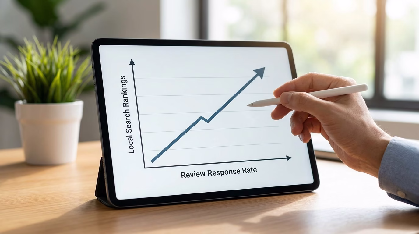google reviews management houston 2 Graph showing correlation between review response rate and local search rankings