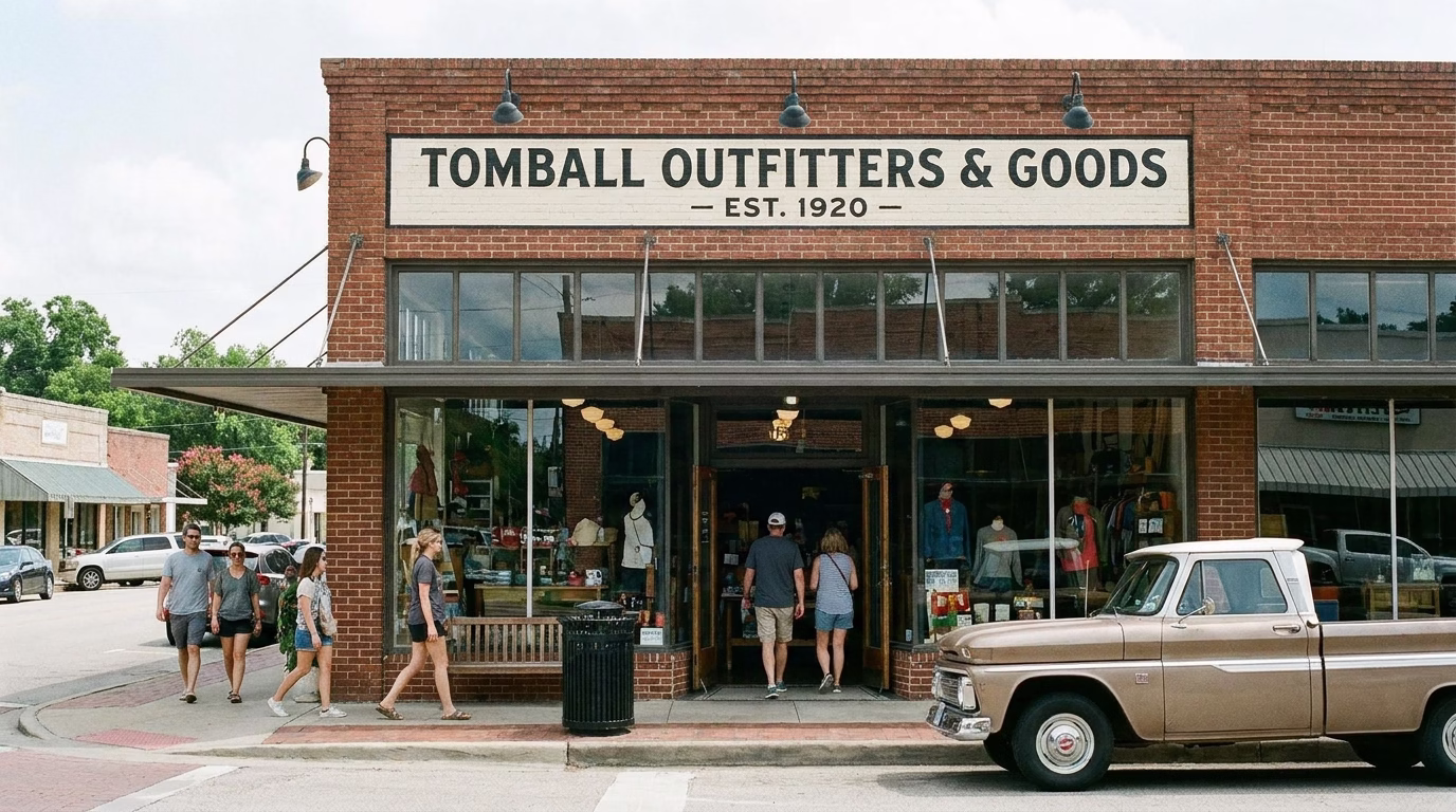 seo services tomball tx 1 Local Tomball business storefront with visible signage and foot traffic