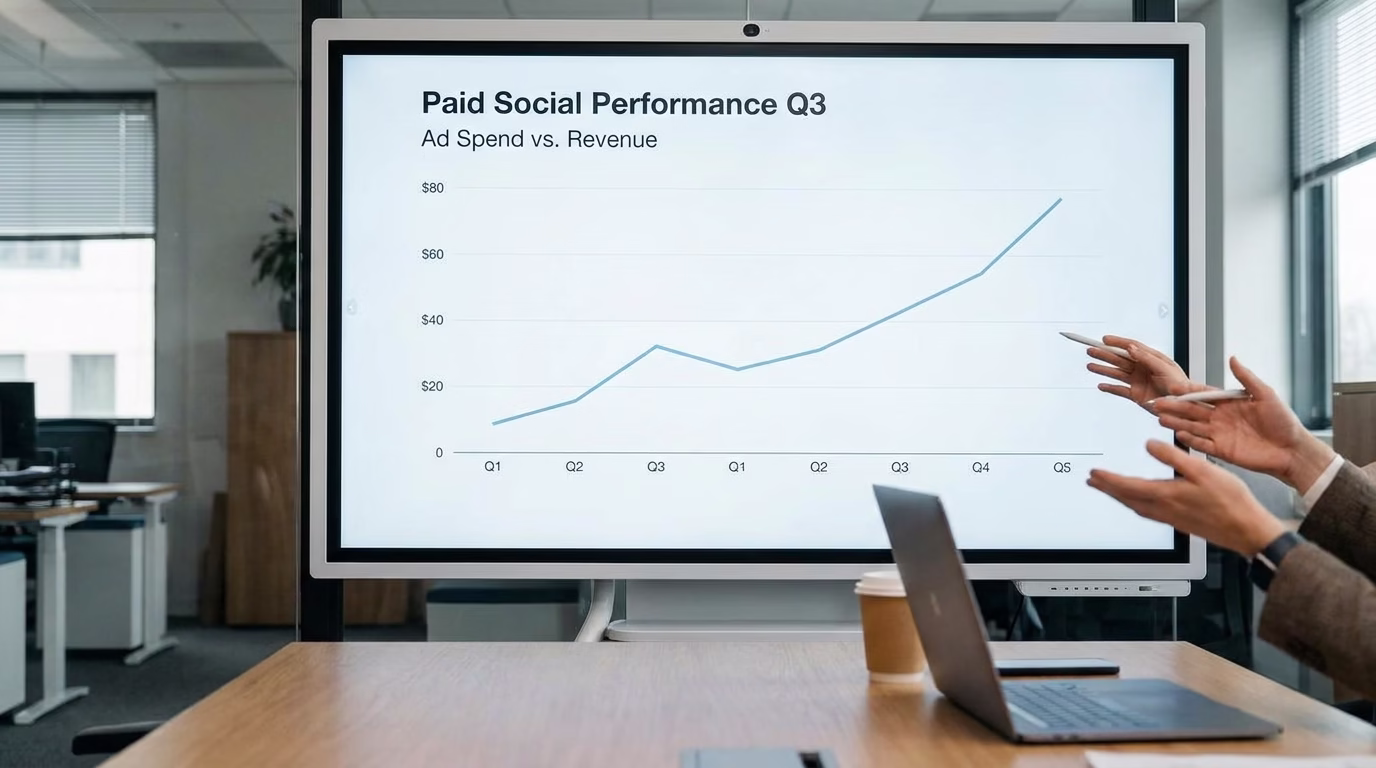 social media marketing houston 2 Graph showing paid social ad performance metrics with upward trend