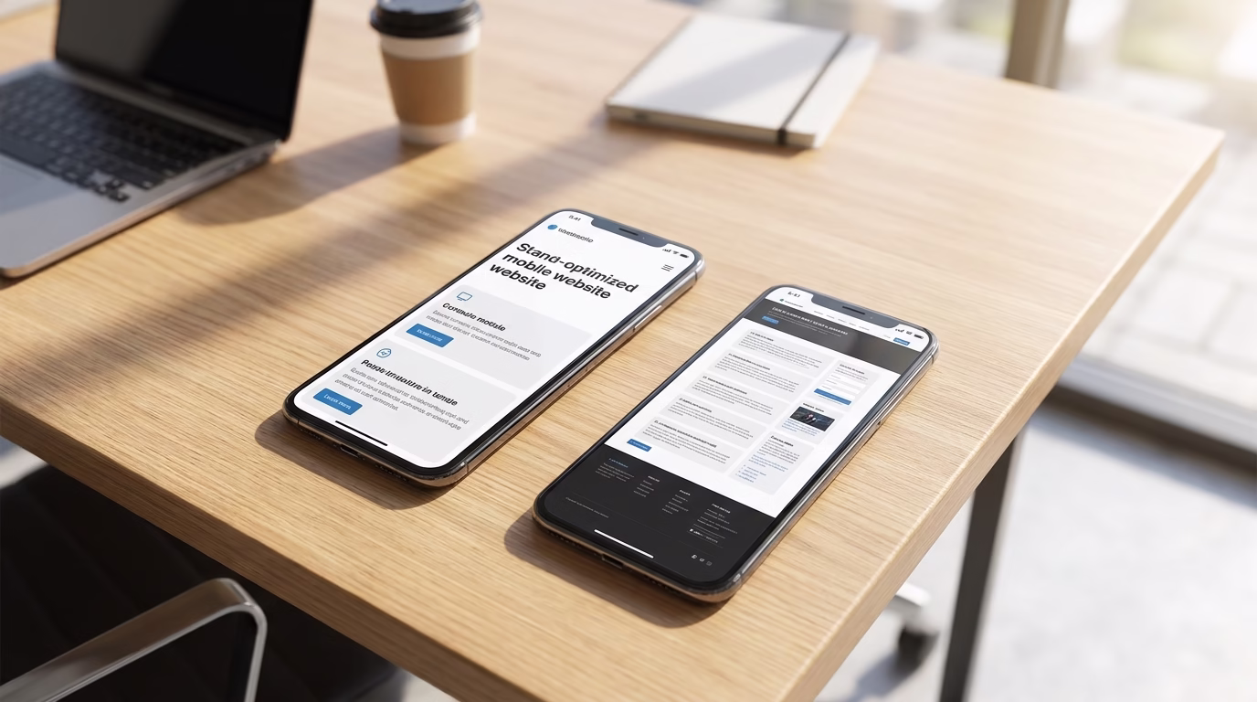 web design houston 2 Side-by-side comparison of mobile-responsive versus non-responsive web design on smartphones