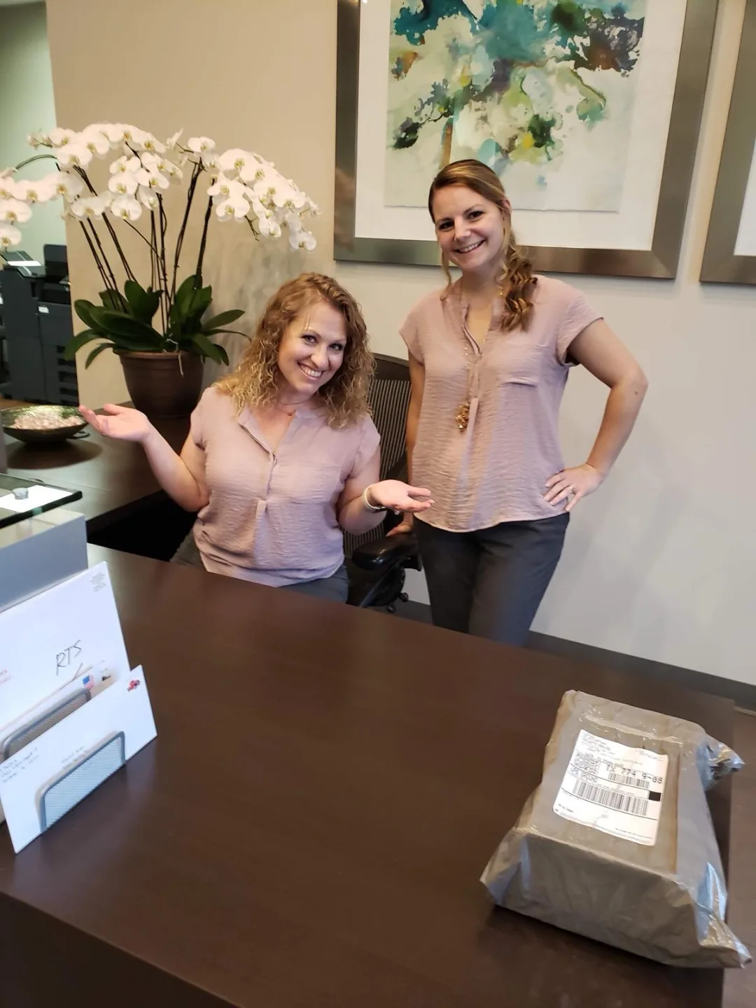 Our Katy team processing outgoing mail and client packages