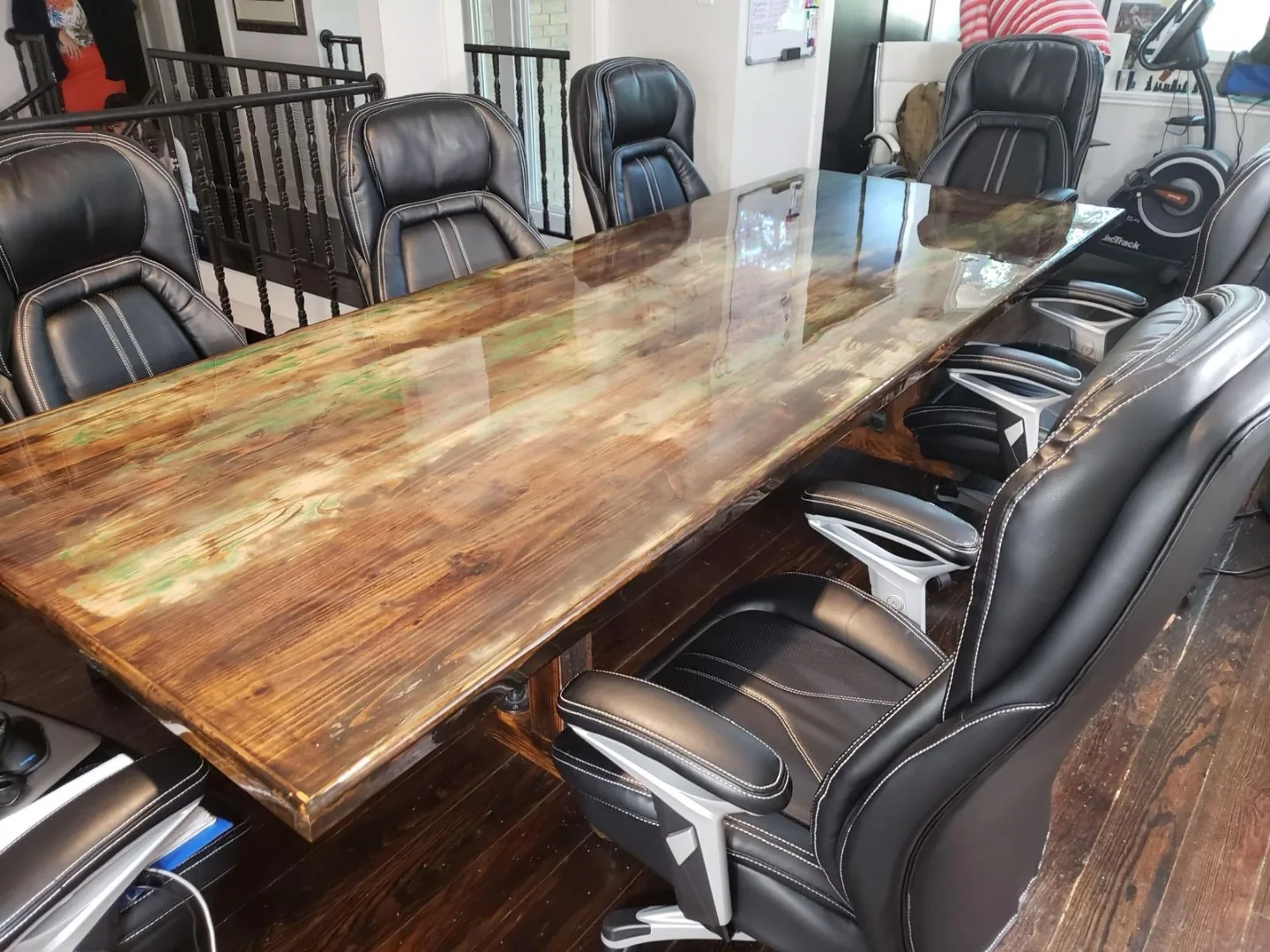 Custom conference table detail at the Actual SEO Media, Inc. Briarwest office