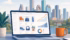 Online store product pages and a rising search traffic graph, illustrating WooCommerce SEO for Houston stores