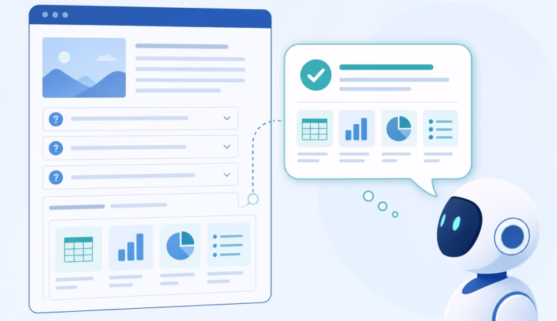 An AI assistant pulling a direct answer from a well-structured web page, illustrating answer engine optimization